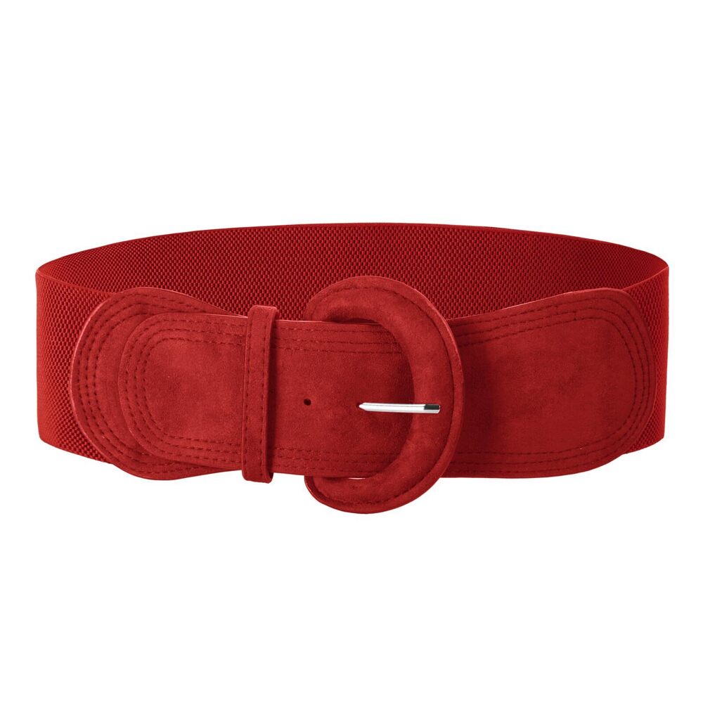 9271 Red Suede Wide Belts 3 Inch Waistband Pu Leather Belt Plus Size